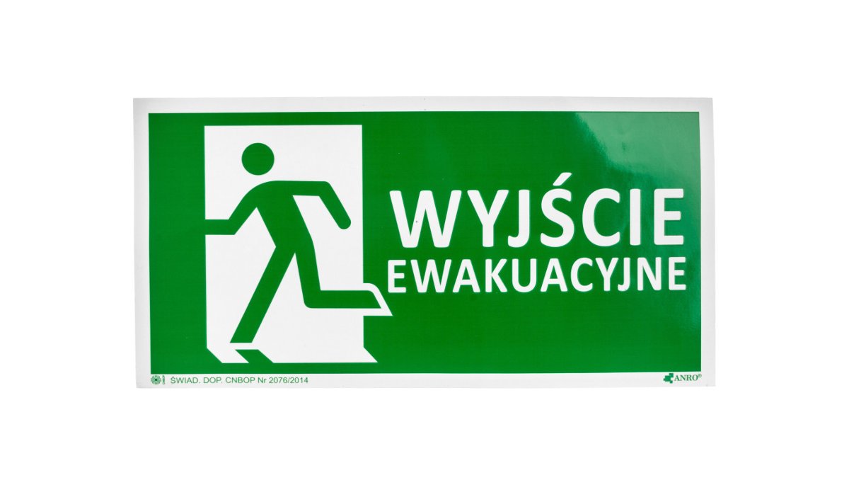 ANRO Tabliczka ostrzegawcza Znak Wyjście ewakuacyjne + znak e001 150x300mm FS nadruk foto IE/001/5/A/FS/WYJŚ