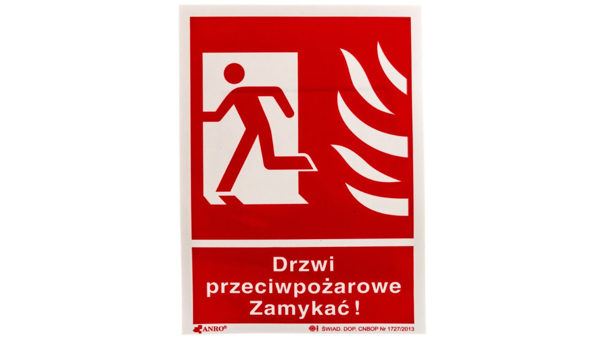 ANRO Tabliczka ostrzegawcza Drzwi przeciwpożarowe zamykać 150x205 29P/F1/FS