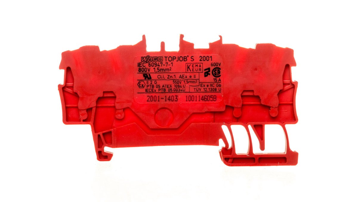 WAGO Terminal przepustowy WAGO 4.20 mm Sprężynowe czerwony 2001-1403 100 szt 2001-1403