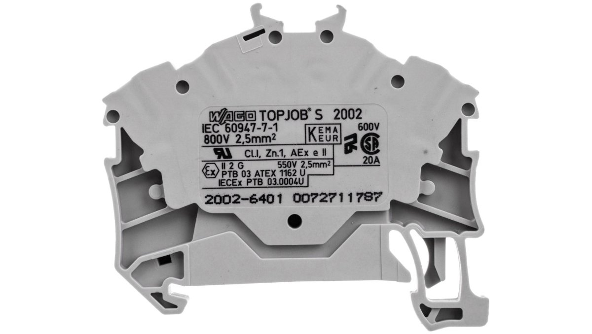 WAGO Terminal przepustowy WAGO 5.20 mm Sprężynowe Alokacja L szary 2002-6401 100 szt 2002-6401