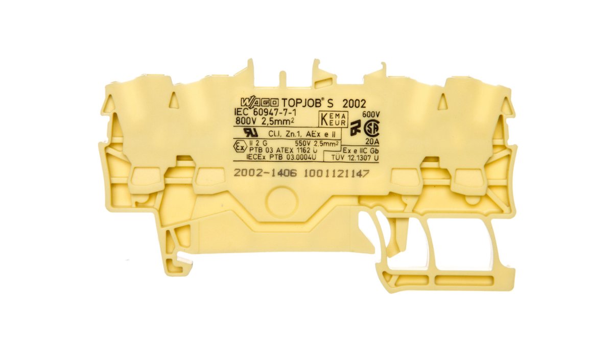 WAGO Terminal przepustowy WAGO 5.20 mm Sprężynowe żółty 2002-1406 100 szt 2002-1406