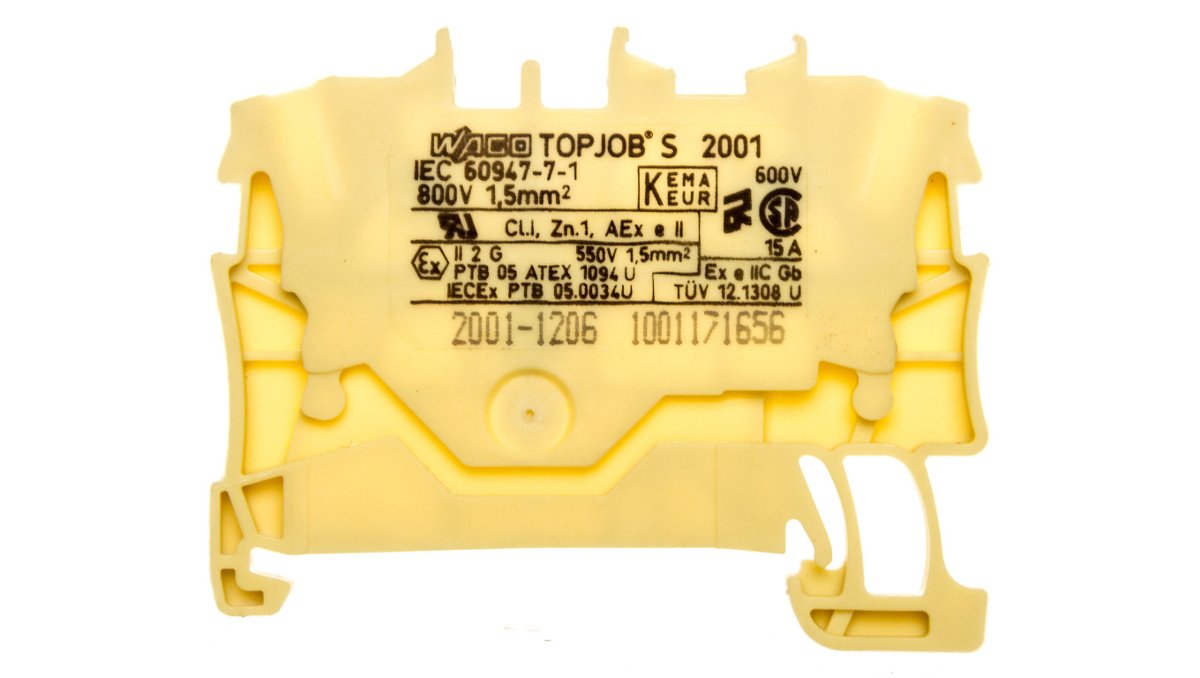 WAGO Terminal przepustowy WAGO 4.20 mm Sprężynowe żółty 2001-1206 100 szt 2001-1206