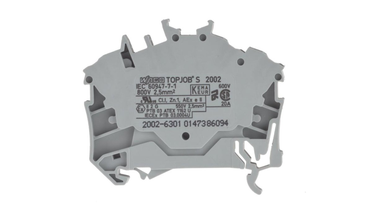 WAGO Terminal przepustowy WAGO 5.20 mm Sprężynowe Alokacja L szary 2002-6301 100 szt 2002-6301