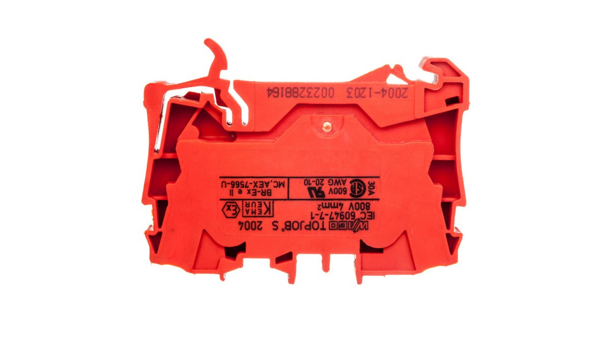 WAGO Terminal przepustowy WAGO 6.20 mm Sprężynowe czerwony 2004-1203 50 szt 2004-1203