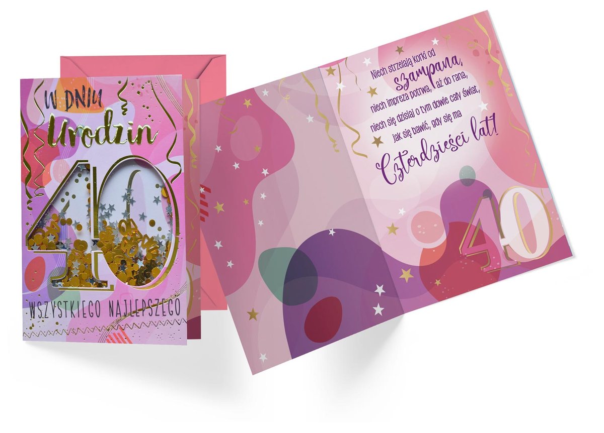 Passion Cards, Kukartka, Kartka konfetti na 40 urodziny KNF-036