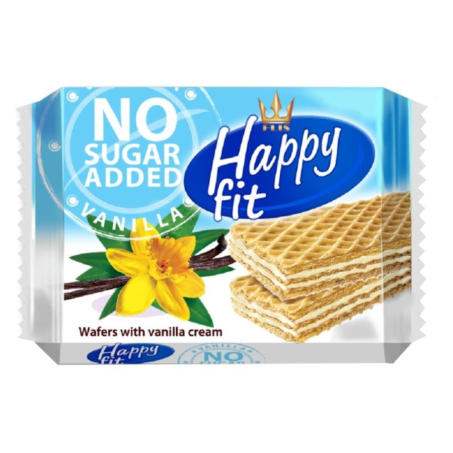 HAPPY FIT Wafelki waniliowe bez dodatku cukru 95g - Happy Fit