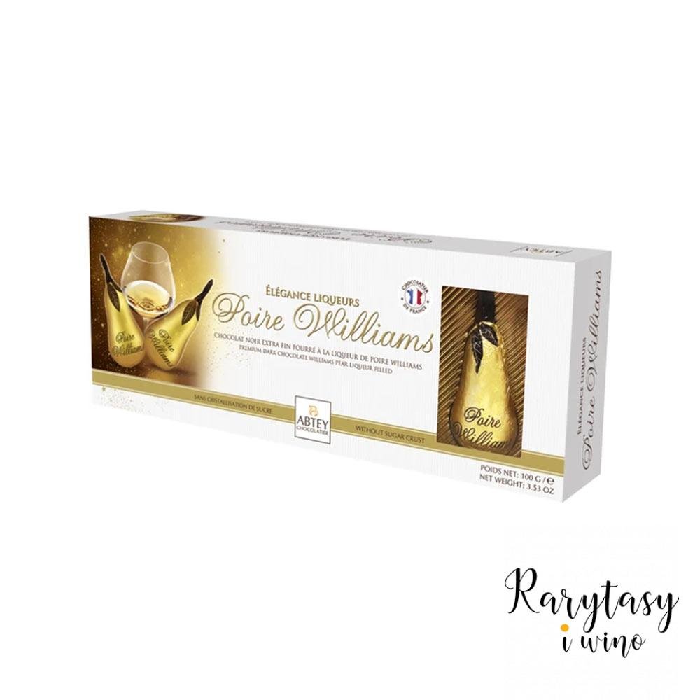 Francuskie Czekoladki z Likierem Gruszkowym Poire Williams w Kształcie Gruszek z Gorzkiej Czekolady 