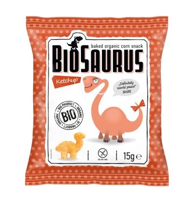 CIBI Chrupki kukurydziane o smaku ketchupowym BEZGL. BIO 15 g BioSaurus eko-wital-6393