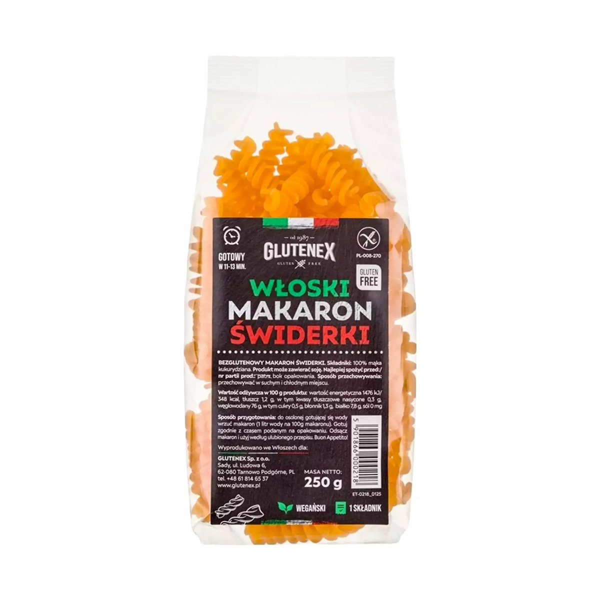 Glutenex Makaron Świderki Fusilli bezglutenowy 250g - Glutenex