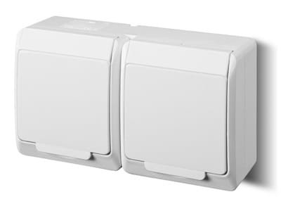 LEDart podwójne z uziemieniem natynkowe IP44 białe 0322-02 Hermes Elektro-Plast
