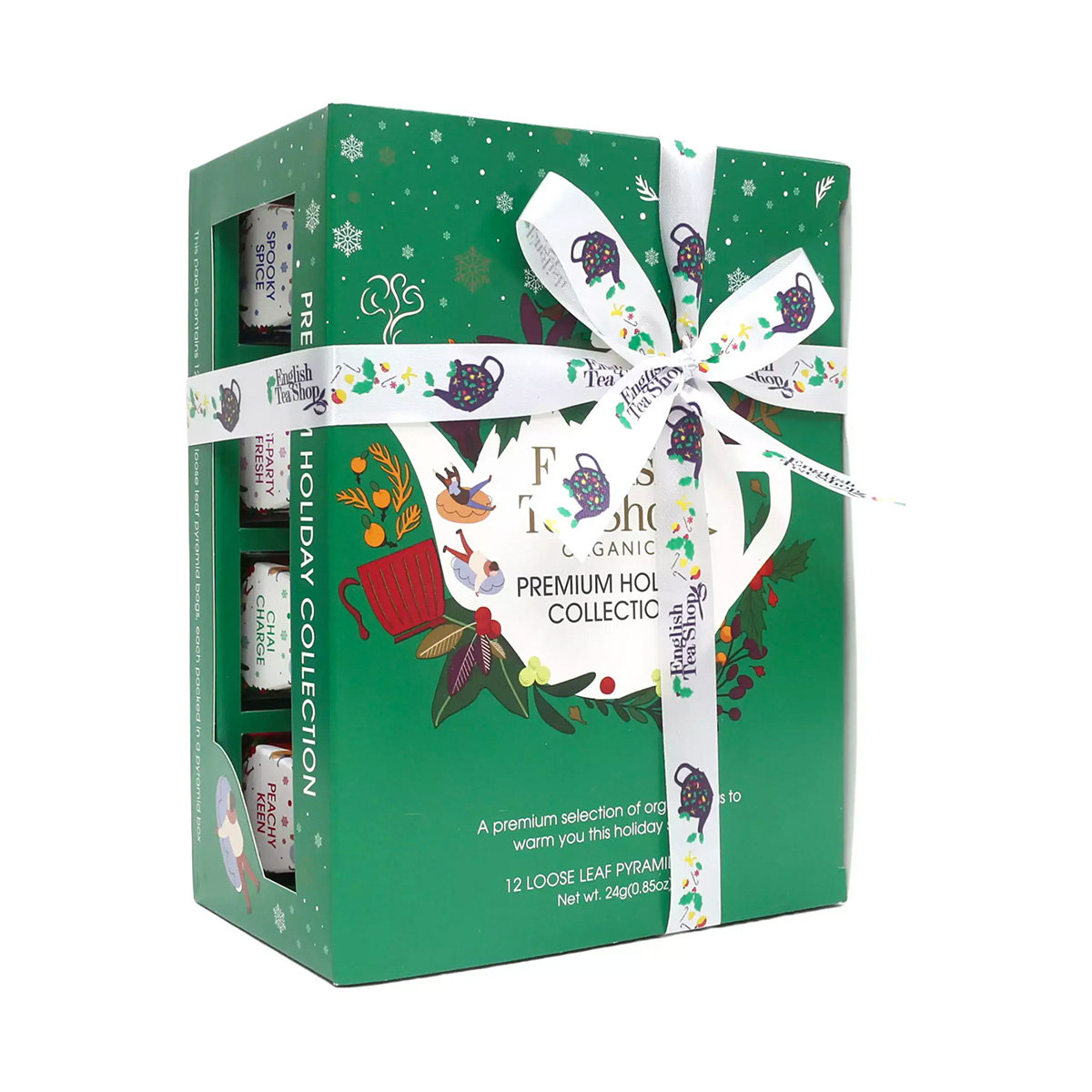 English Tea Shop Holiday Green Prism Zestaw ekologicznych herbat i herbatek 12piramidek 4smaki