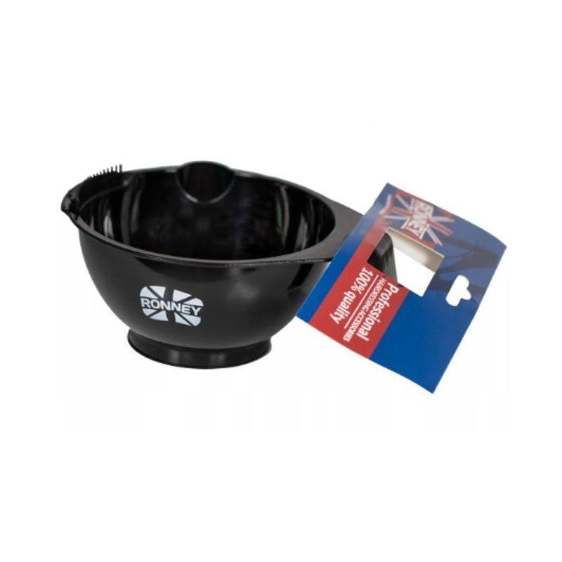 ronney RONNEY Professional Hairdressing Accessories - Tinting bowl with rubber -  Miska do farby z gumą CZARNA 300 ML (RA 00166)