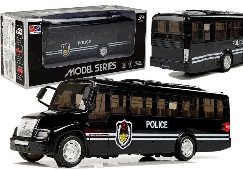 Model Import LEANToys Autobusu Bus Policyjny Świeci Czarny 4043