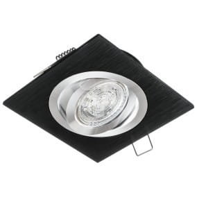 Oprawa sufitowa wpuszczana kwadrat JOTA K/1 czarna ze srebrnym ringiem (aluminium szczotkowane) LUX01286