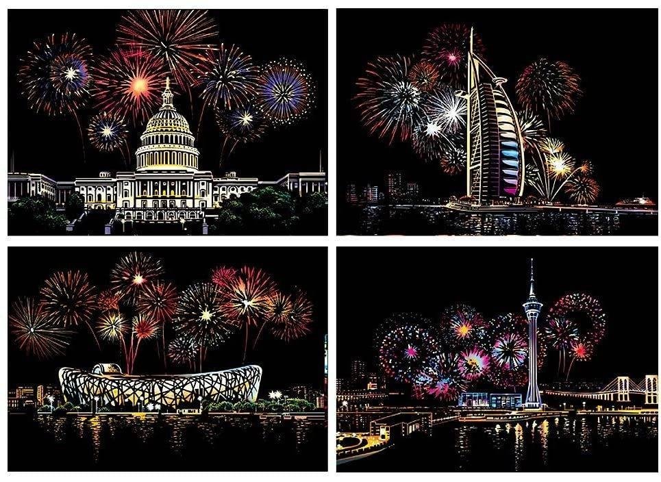 Magiczna Zdrapka Sztuczne Ognie (4szt.) 30x21 cm