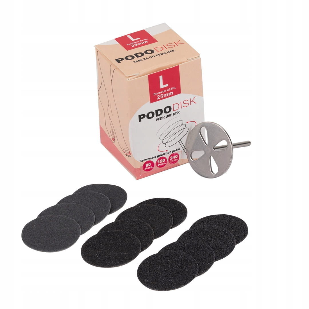 Molly Lac Dysk tarcza do pedicure Pododisk zestaw trzpień dysk + nakładki tarcze wymienne L 25 mm