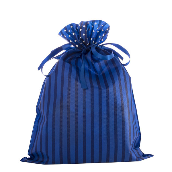 Torba worek prezentowy niebieski w pasy - XL