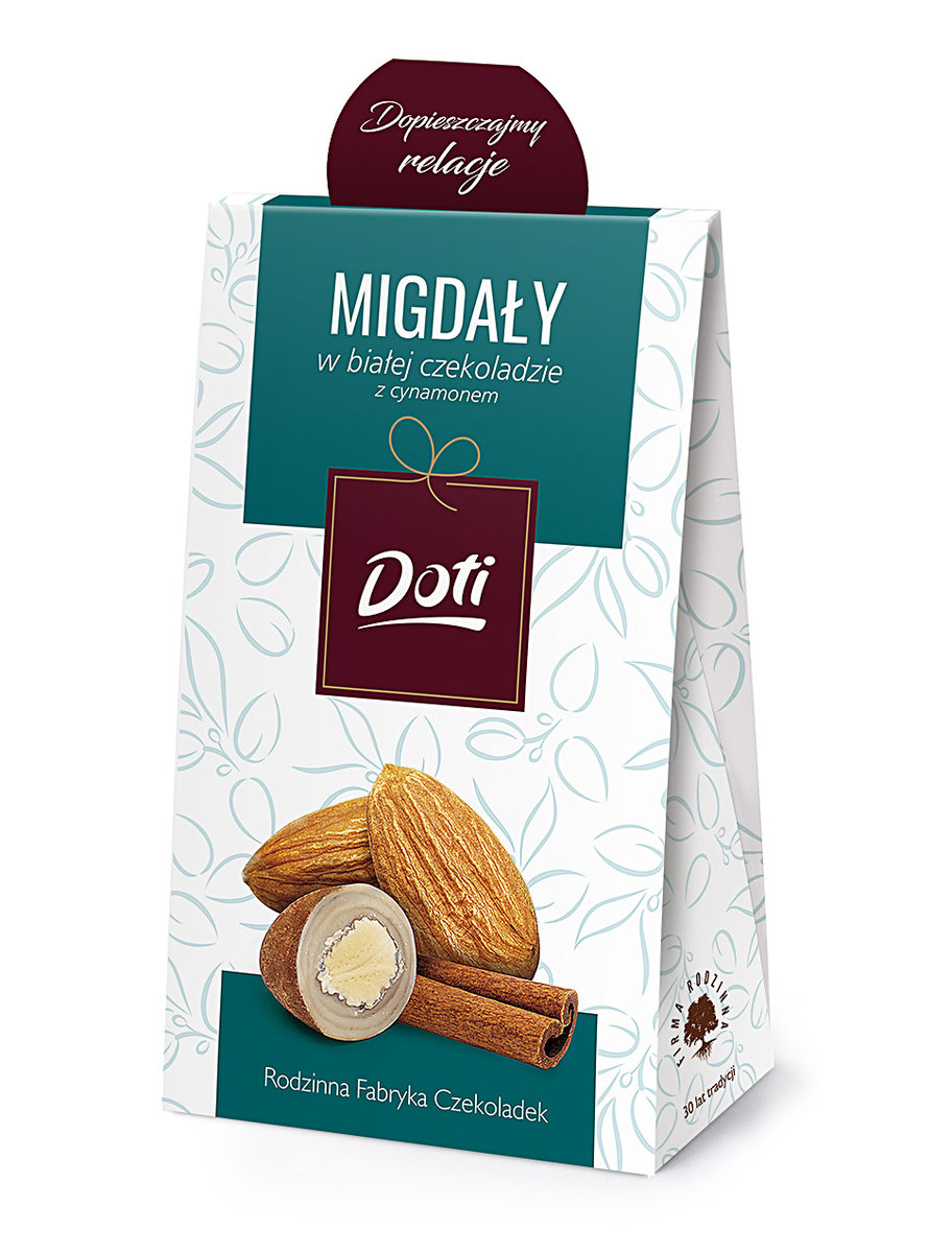 DOTI Migdały w Białej Czekoladzie z Cynamonem bezglutenowe 100g - Doti