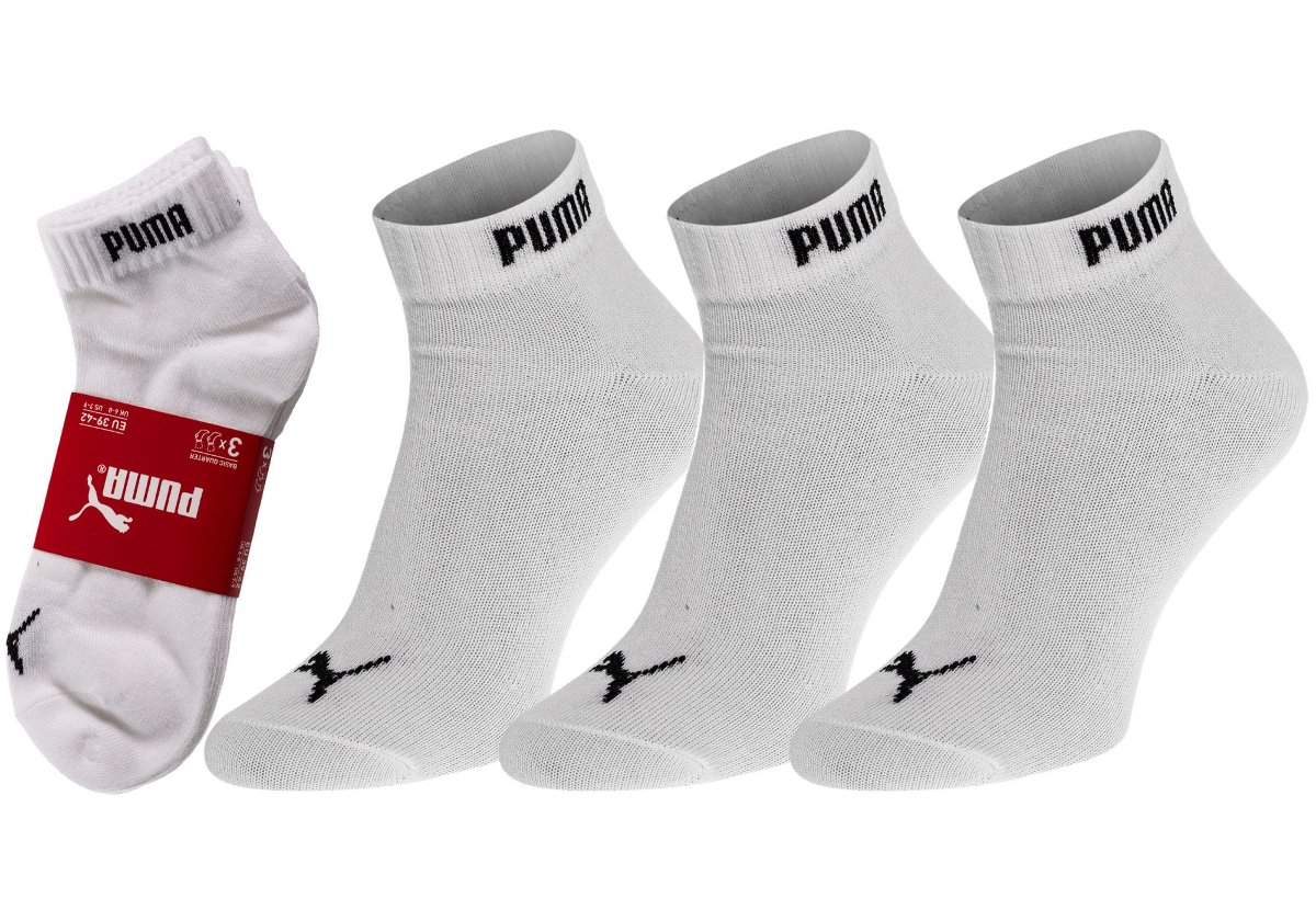 PUMA  SKARPETY SKARPETKI STOPKI 3 PARY WHITE 887498 02 - Rozmiar: 39-42