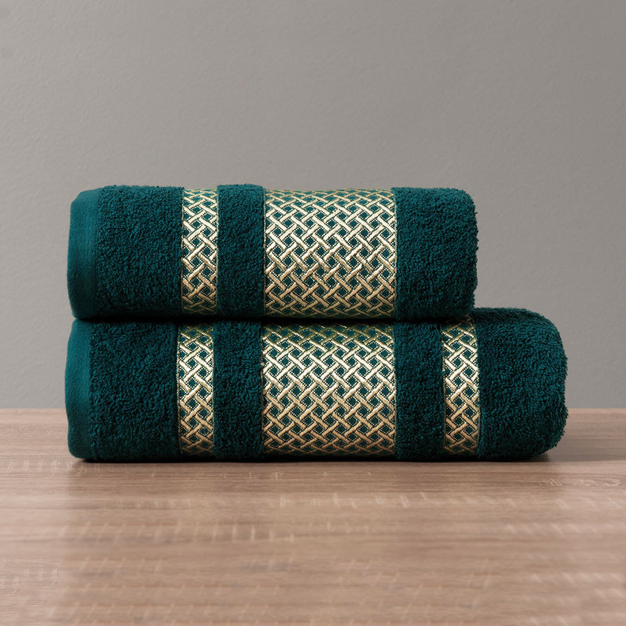 Ręcznik Lionel kolor ciemno turkusowy petrol ze złotą bordiurą LIONEL/RB0/001/050090/1