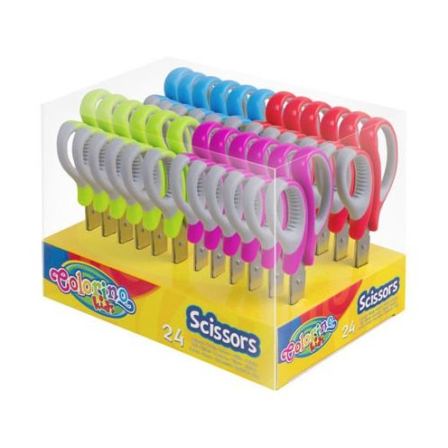 [BS] NOŻYCZKI 14CM Z GUMOWĄ RĄCZKĄ 24SZT COLORINO
