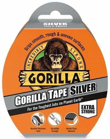 Gorilla Glue Gorilla klej 3044911 11 m  taśma klejąca z tkaniny, srebrny 3044911