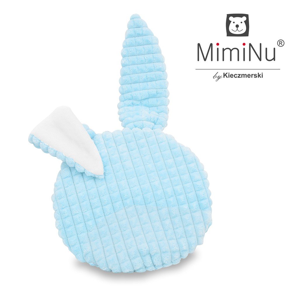 Poduszka z uszami MINKY KWADRACIKI BŁĘKIT + JERSEY BIAŁY