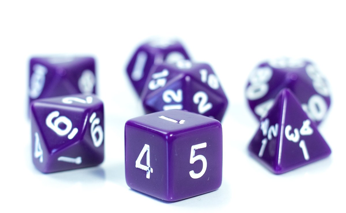 Kostki RPG Fioletowy Zestaw 7 Kości Kostek