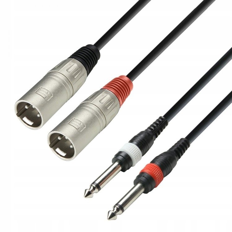 Adam Hall K3 TMP 0300 - Kabel audio 2 x XLR męski na 2 x 6,3 mm mono Jack męski, 3 m K3TMP0300