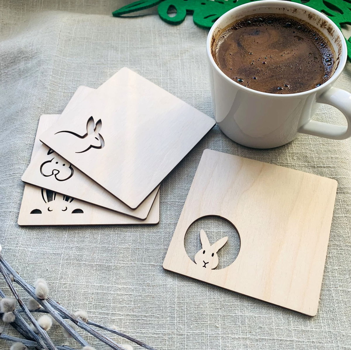 Podkładki drewniane Wielkanoc, 4 szt.