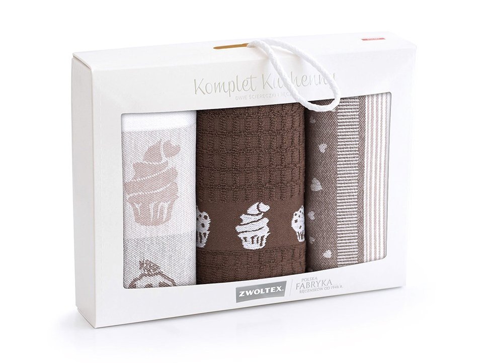 Komplet ścierek kuchennych wzór MUFFIN-2 brązowy