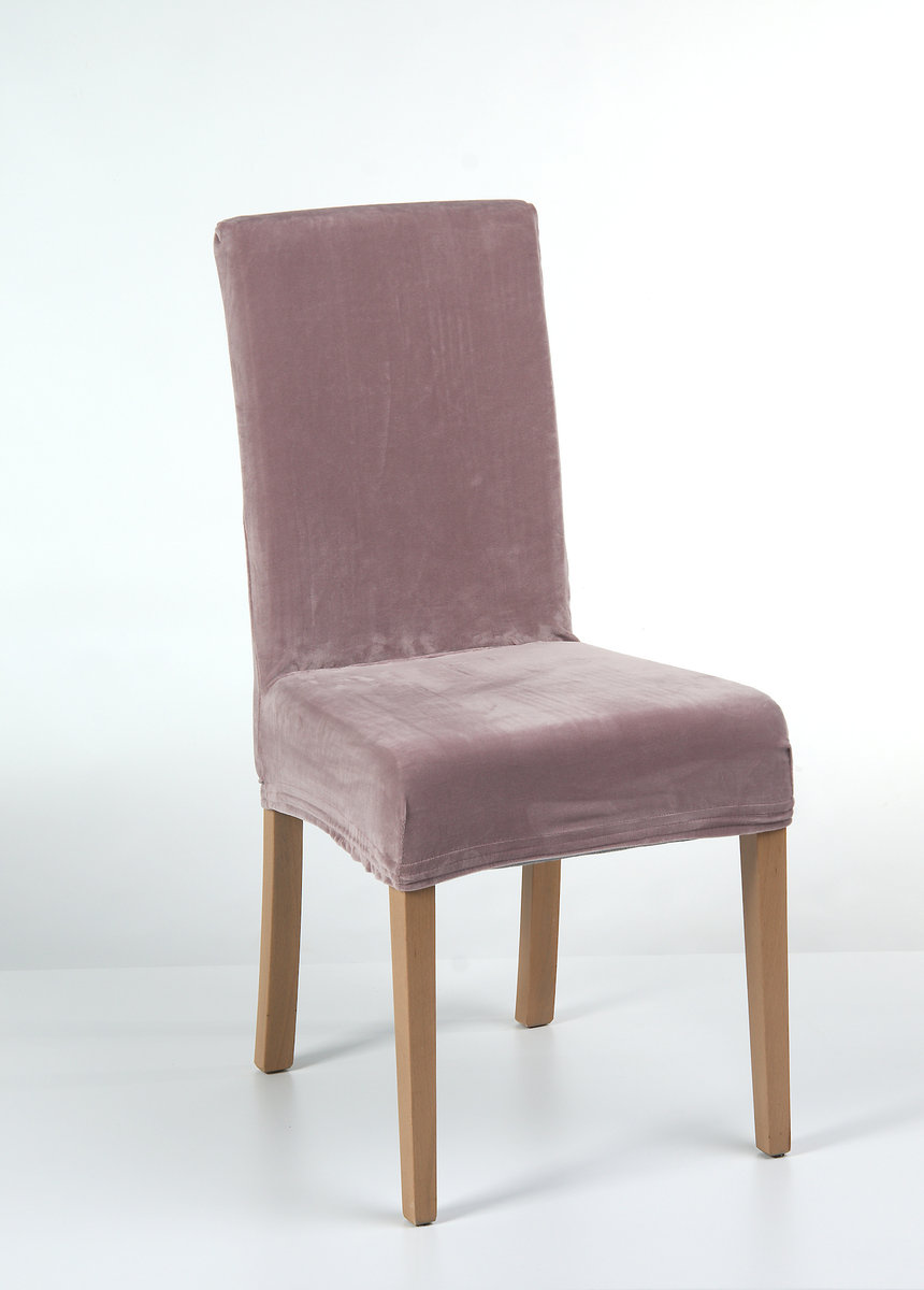 Pokrowiec elastyczny na krzesło, Welur, 2.0, pudrowy róż