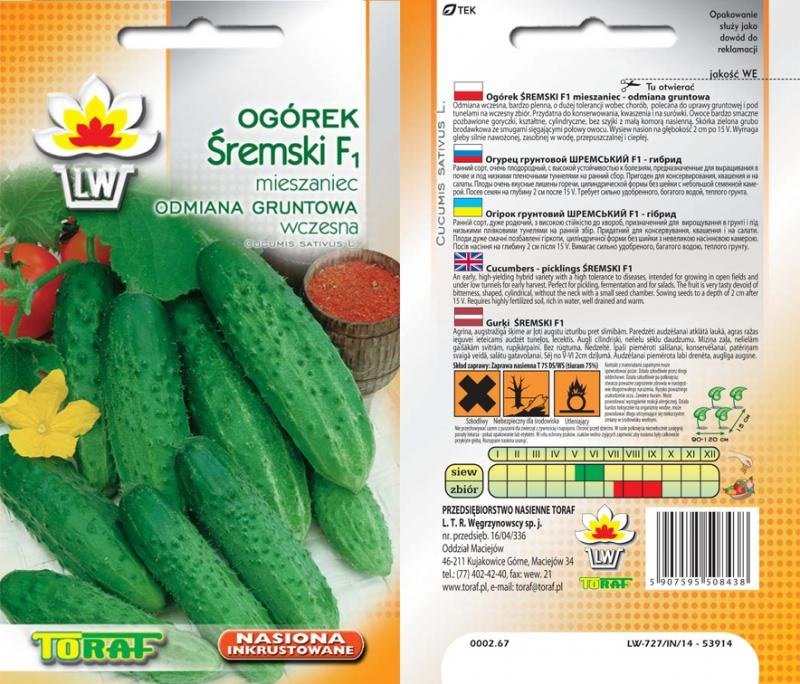 Nasiona Ogórek śremski Mieszaniec Toraf