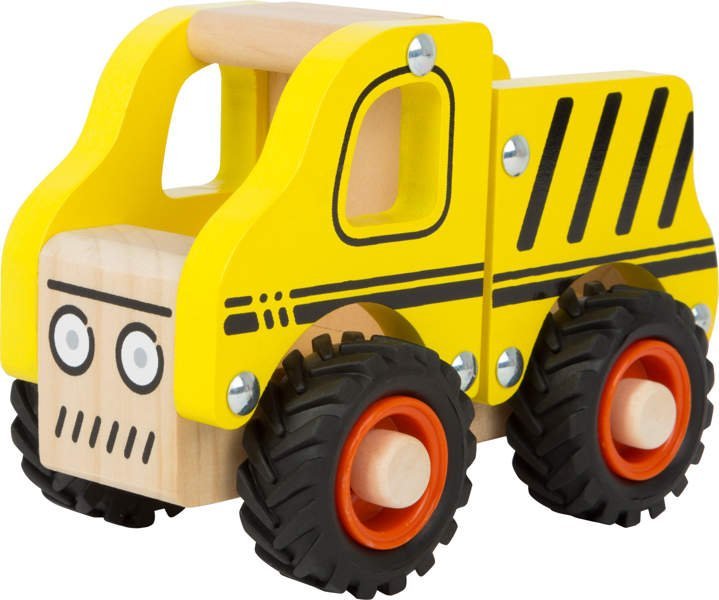 Small Foot by Legler Small Foot 11096 pojazd budowlany z drewna dla dzieci od 18 miesięcy, 100% certyfikat FSC, dzięki dużym oponom gumowym nadaje się również do zabawy na zewnątrz, zabawka, żółty