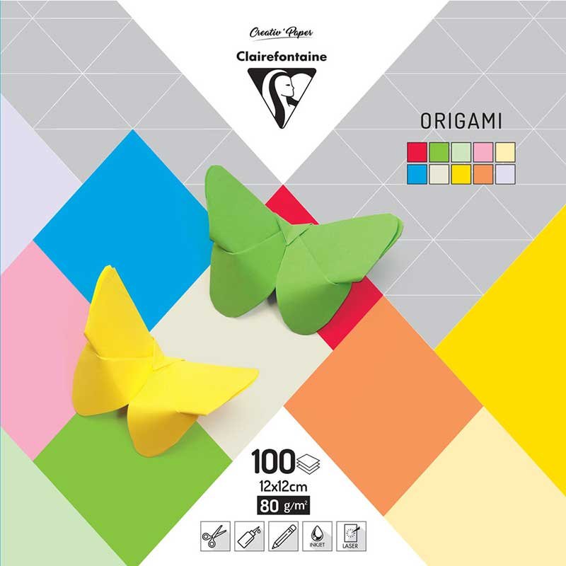 Clairefontaine, Papier  Origami 12X12 Mix 10 Kolorów 100 Arkuszy