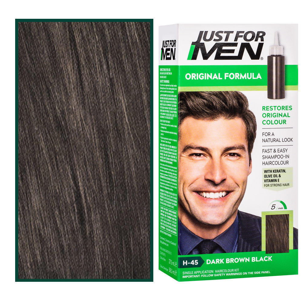 Just For Men farba odsiwiacz do włosów dla mężczyzn 66ml z witaminą E, rumiankiem H45 Dark Brown Black
