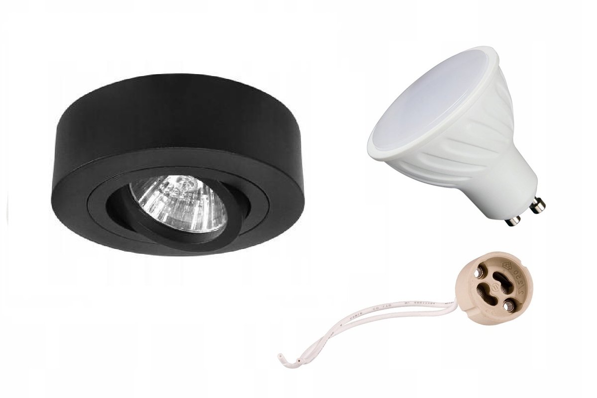 Oprawa H29 Natynkowa halogenowa TUBA RUCHOMA CZARNA + GU10 10W CW