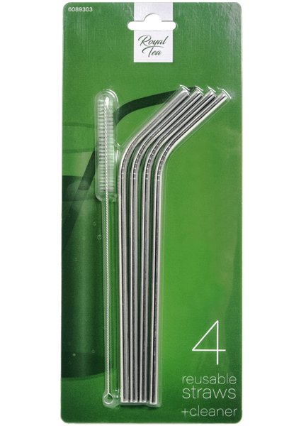 Royal Tea Zestaw 4 słomek ze stali nierdzewnej 21cm z czyścikiem - Royal Tea 6089303