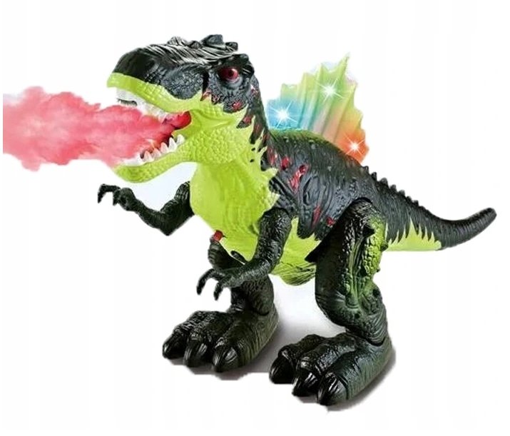 Duży Dinozaur T-rex Chodzi Ryczy Świeci Zieje Dym