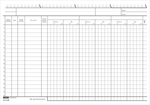 Emeko Tomecki I Płaczek S.k.a Druk Karta kontowa 3-lolumn A4 PUK-289