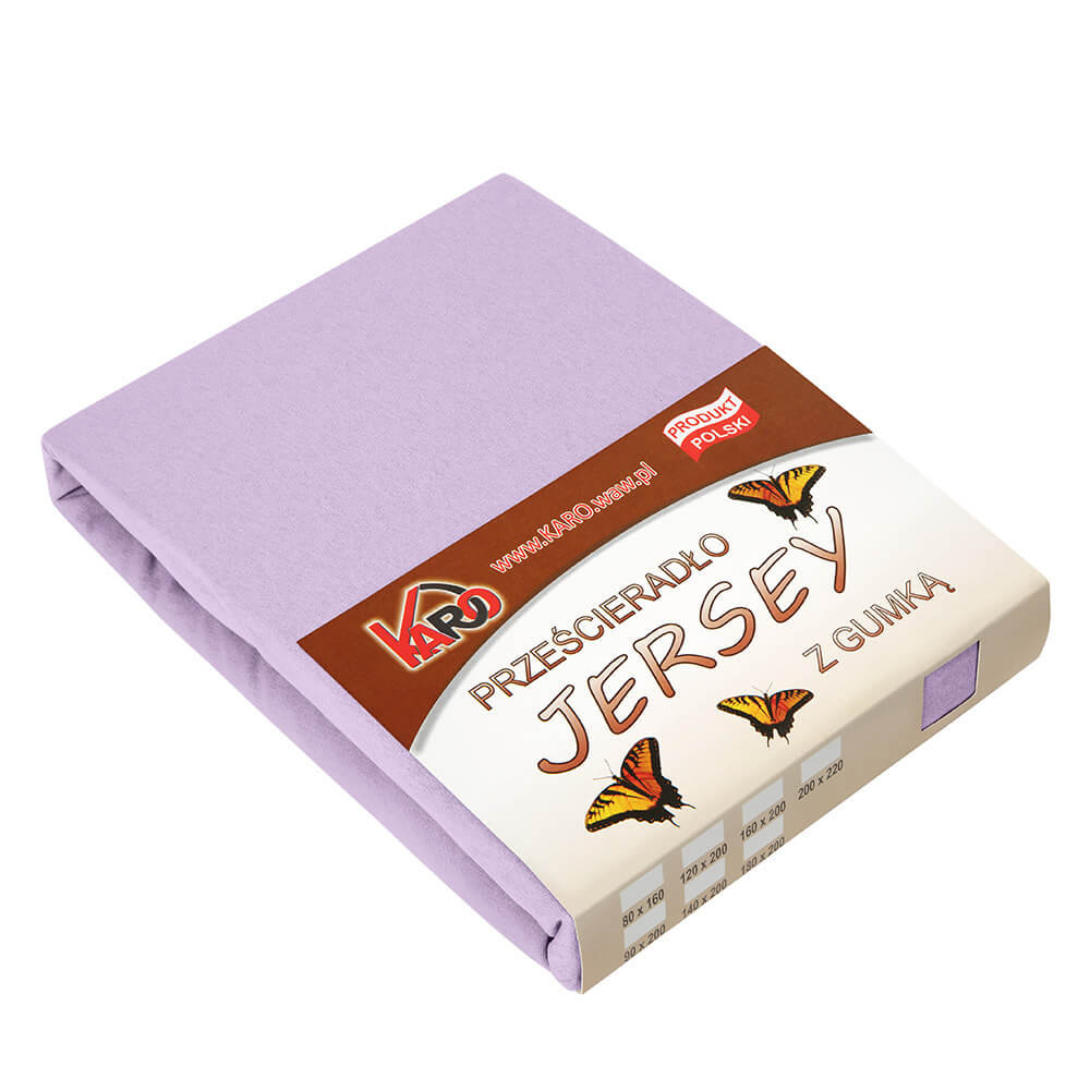 Prześcieradło jersey z gumką KARO  80x200 cm, wrzosowe 036 grube 150g/m2
