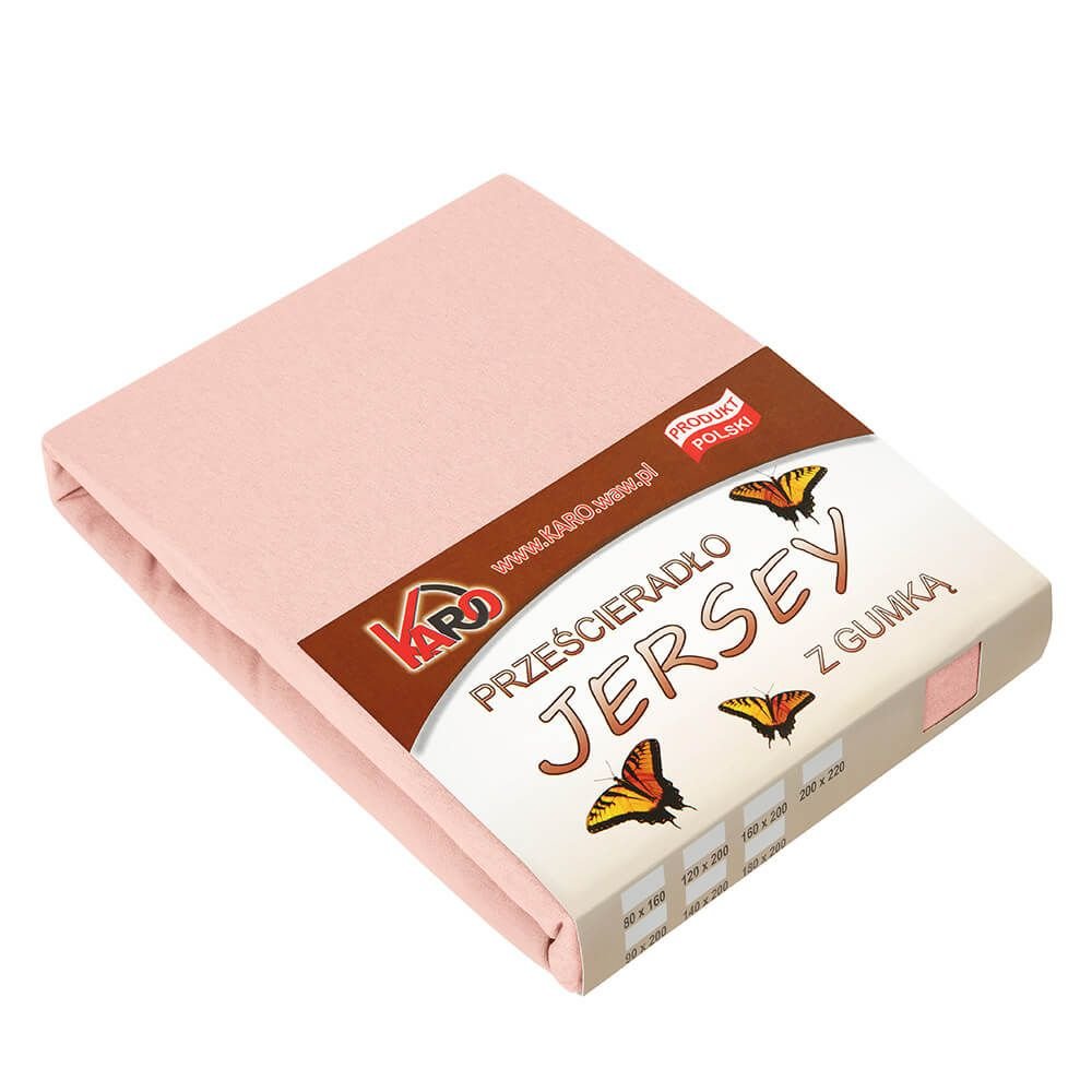 Prześcieradło jersey z gumką   60x120 łososiowe 006 grube 150g/m2 KARO