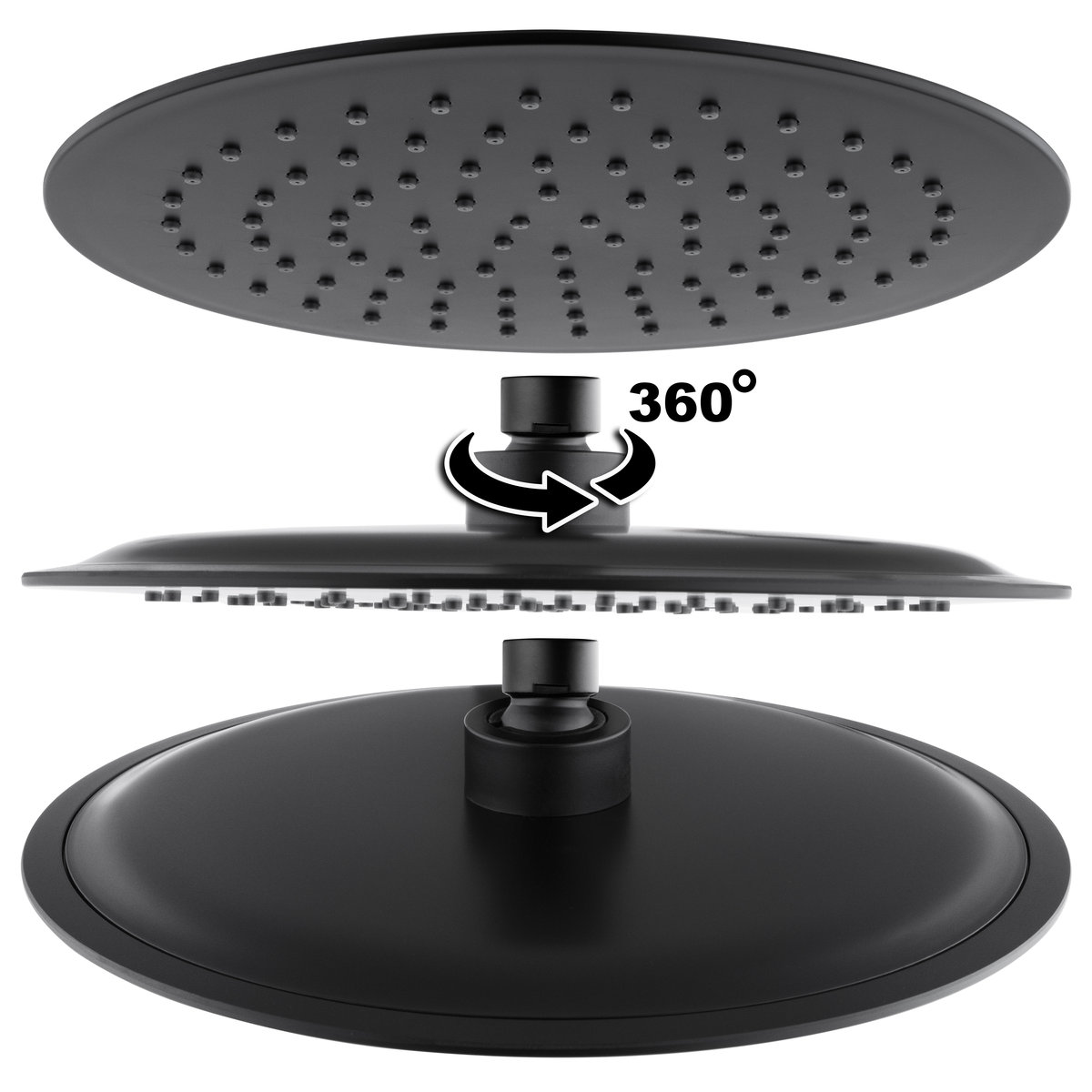 Deszczownica prysznicowa natryskowa 25 cm czarna - Yoka