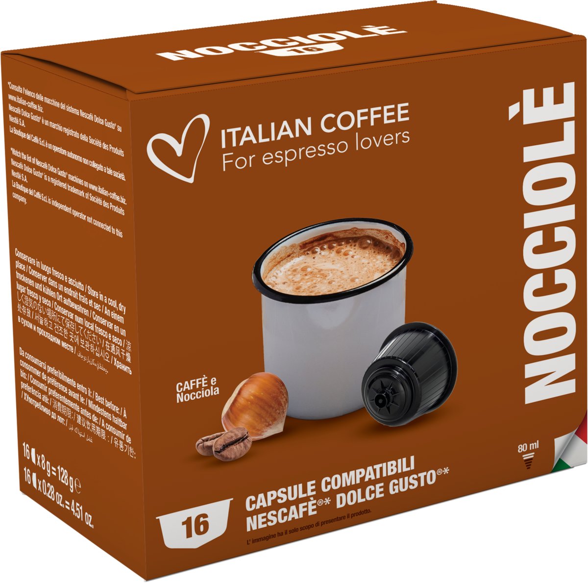 Italian Coffee, Nocciole, Orzech Laskowy, Kapsułki Do Dolce Gusto, 16 Kapsułek