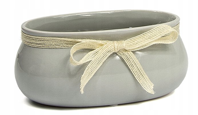 Osłonka doniczki ze wstążką 23 cm szara 02.586.23