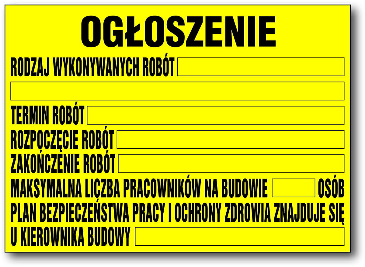 Bioz Tablica Pcv Informacyjna Budowlana Ogłoszenie