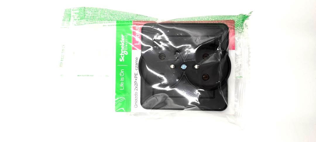 Gniazdo podwójne LEONA antracyt SCHNEIDER