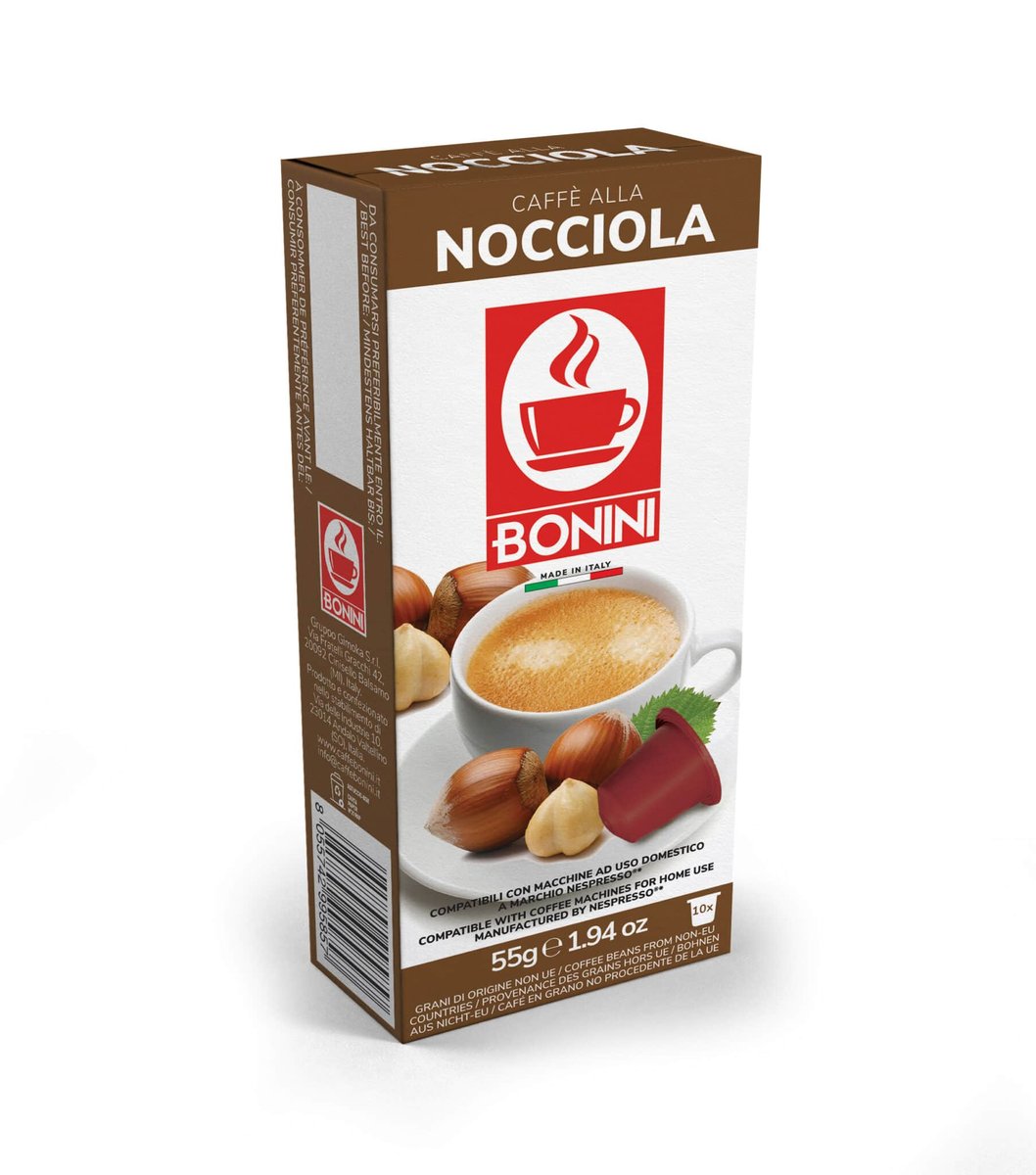 Caffe Bonini Kapsułki do Nespresso ORZECH LASKOWY/NOCCIOLA 10 kapsułek