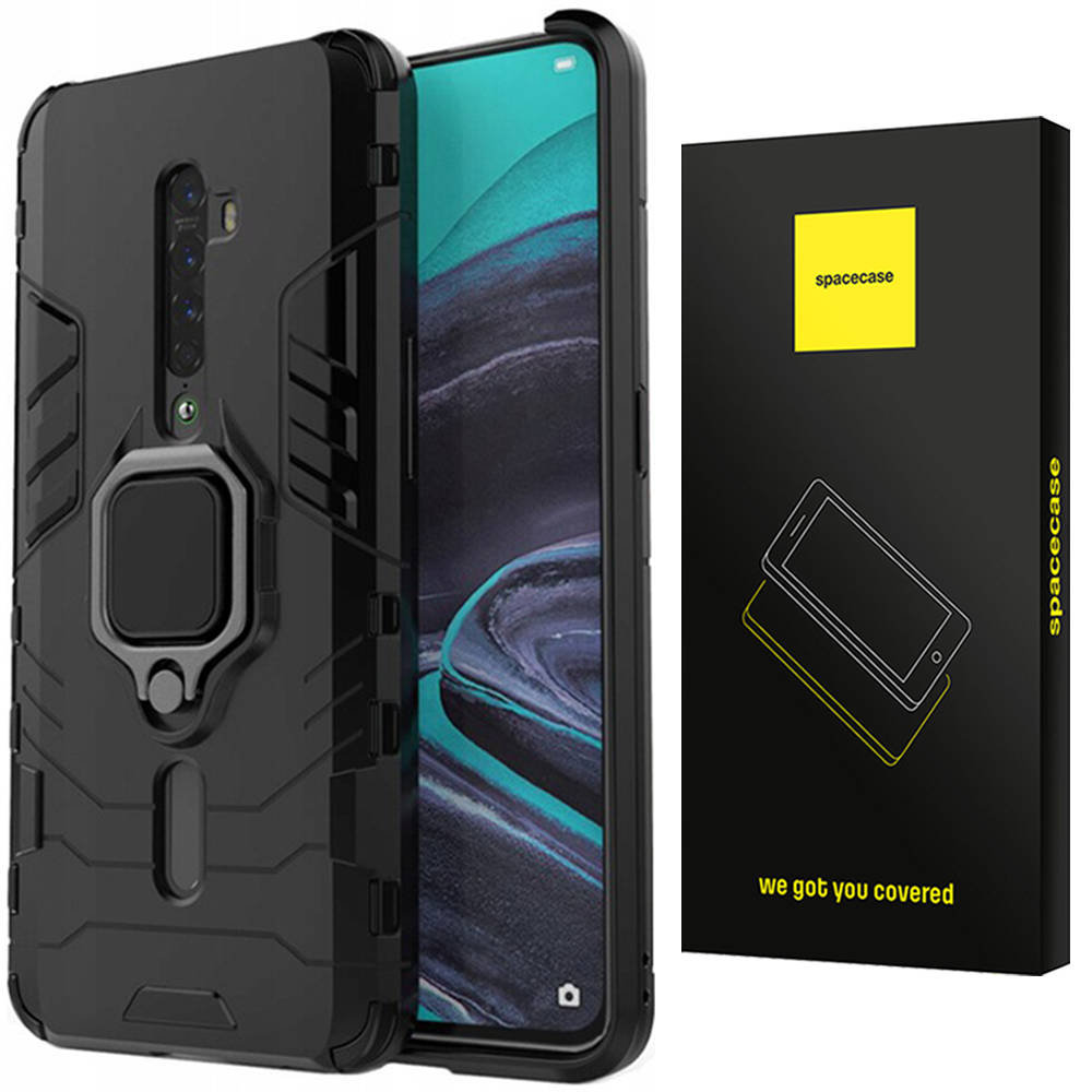 Etui Pancerne Spacecase X-Ring Uchwyt Magnetyczny Uchwyt Ring Case Obudowa Plecki Oppo Reno 2 Czarny
