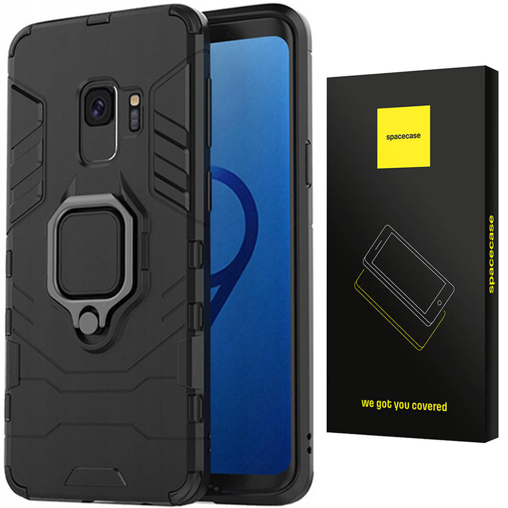 Etui Pancerne Spacecase X-Ring Uchwyt Magnetyczny Uchwyt Ring Case Obudowa Plecki Galaxy S9 Czarny